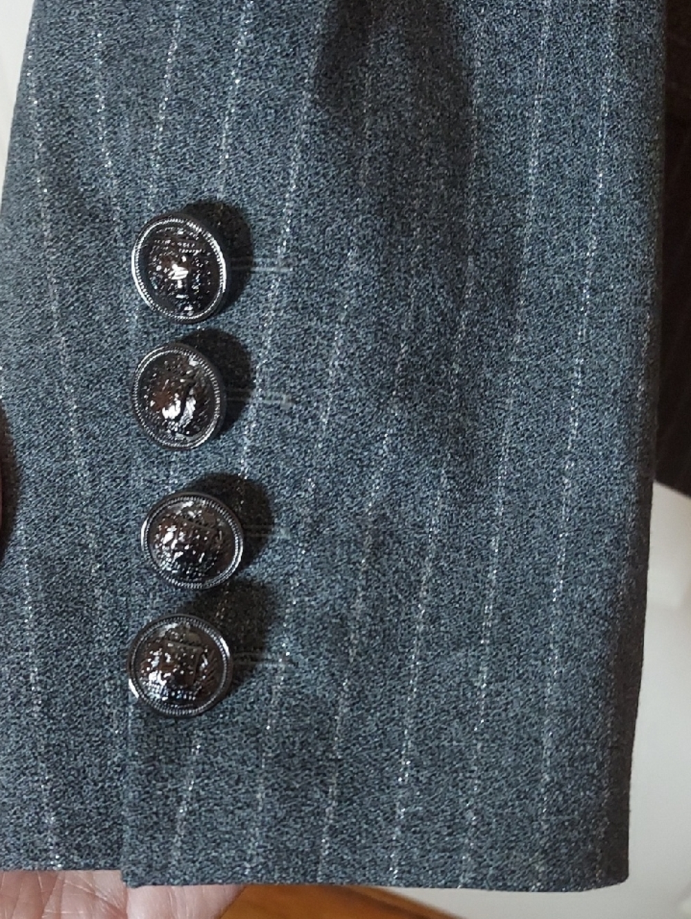 Ramy Brook Women's Collins Double-Breasted Metallic Pinstripe Blazer Size 8 - Picture 12 of 16